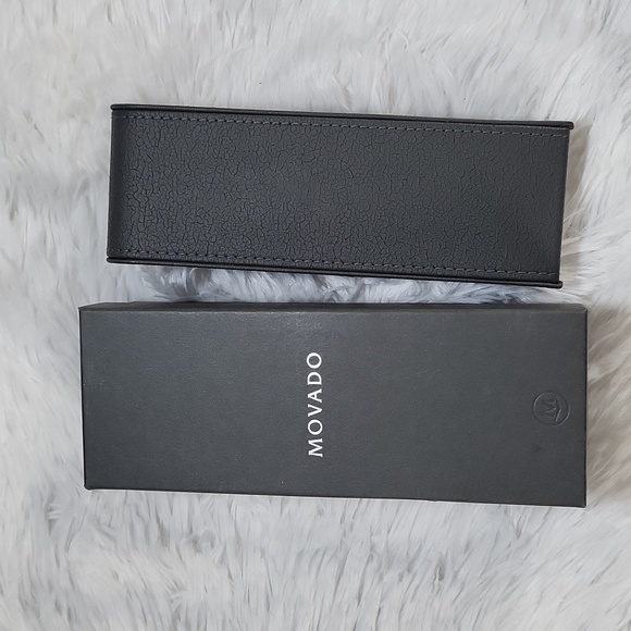 Movado Box Original Vintage Leather Gray Used + Box Outer - Picture 6 of 11
